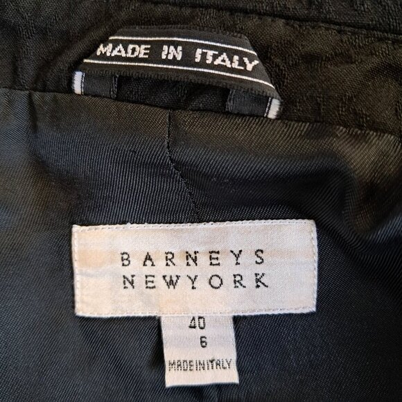 Barneys New York Textured 3 Button Lined Black Blazer Jacket Size 6 - Picture 9 of 9